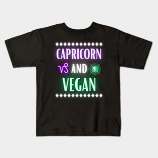 Capricorn and Vegan Retro Style Neon Kids T-Shirt